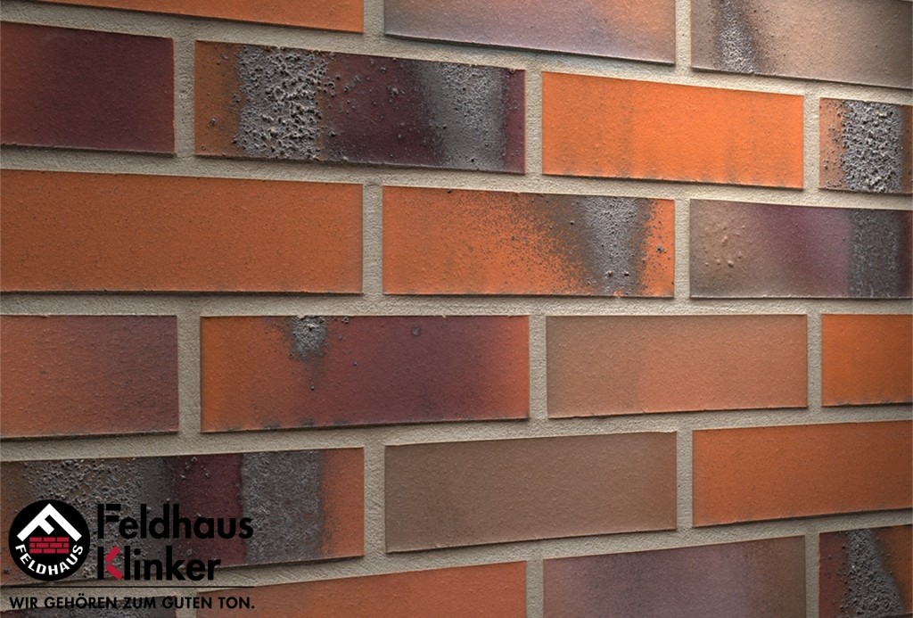 Фасадная плитка ручной формовки Feldhaus Klinker R562 carbona terreno bluastro NF14, 240*14*71 мм