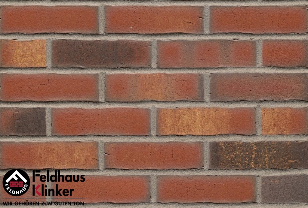 Фасадная плитка ручной формовки Feldhaus Klinker R744 vascu carmesi legoro NF14, 240*14*71 мм