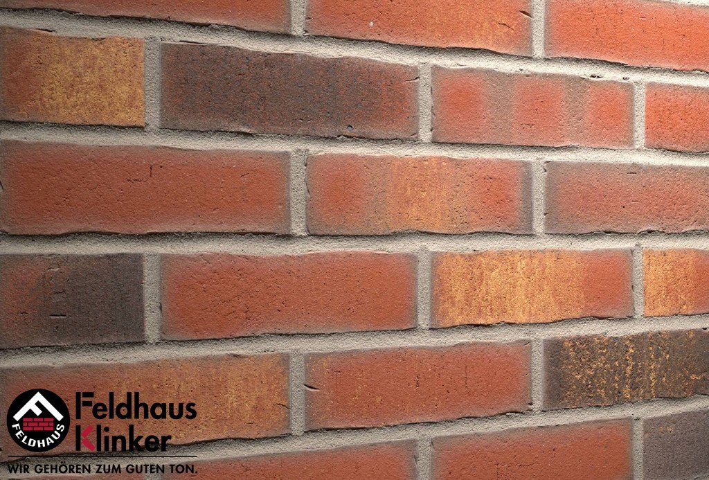 Фасадная плитка ручной формовки Feldhaus Klinker R744 vascu carmesi legoro NF14, 240*14*71 мм