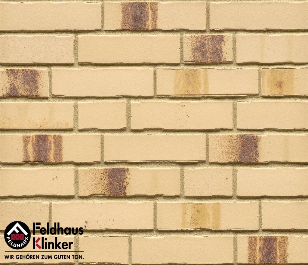 Фасадная плитка ручной формовки Feldhaus Klinker R970 baco crema maron NF14, 240*14*71 мм
